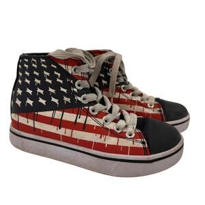 Heelys Red White & Blue Patriotic Skate Sneakers American Flag Print Size USA 1